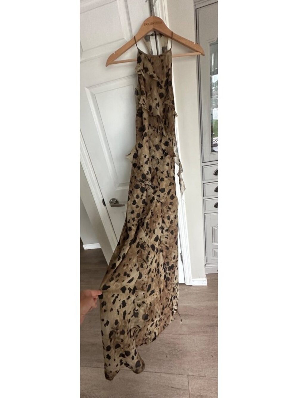 ASOS Size 6 Leopard-Print Ruffle Halter Maxi Dress - Picture 3 of 12